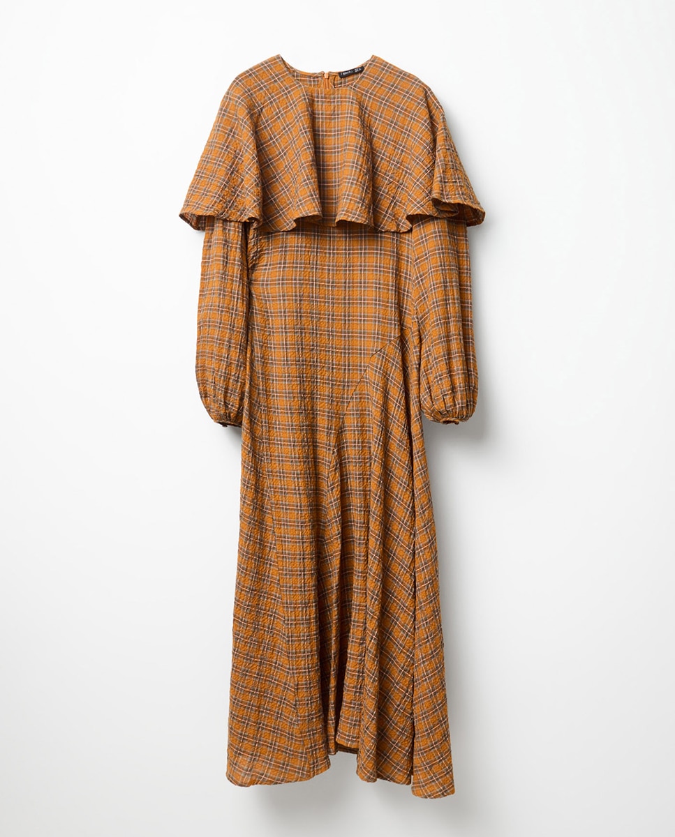 Vestido com Capa aos Quadrados 660 Laranja-5