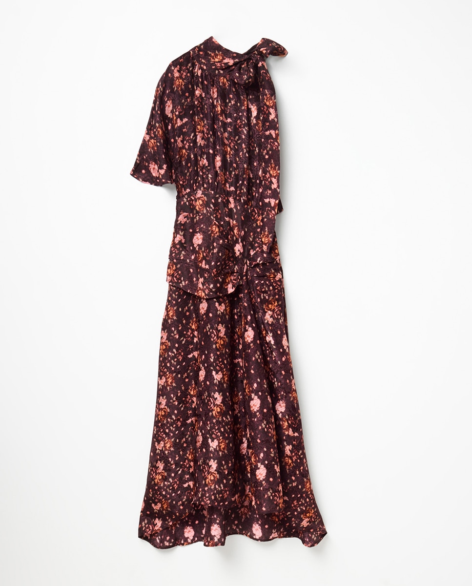 Vestido Assimétrico com Jacquard Bordeaux-6