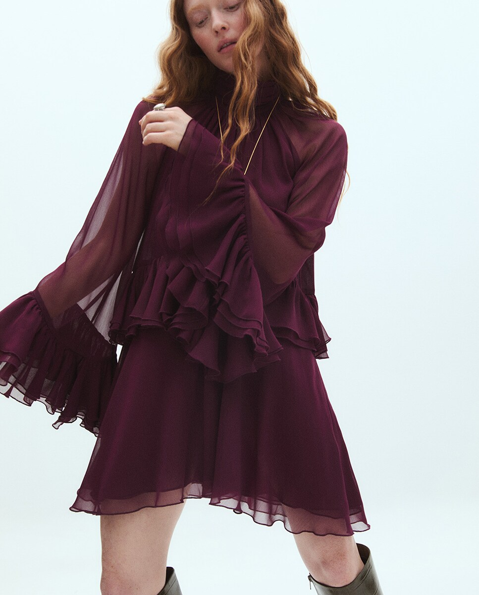 Imagen 0 de Vestido corto volantes