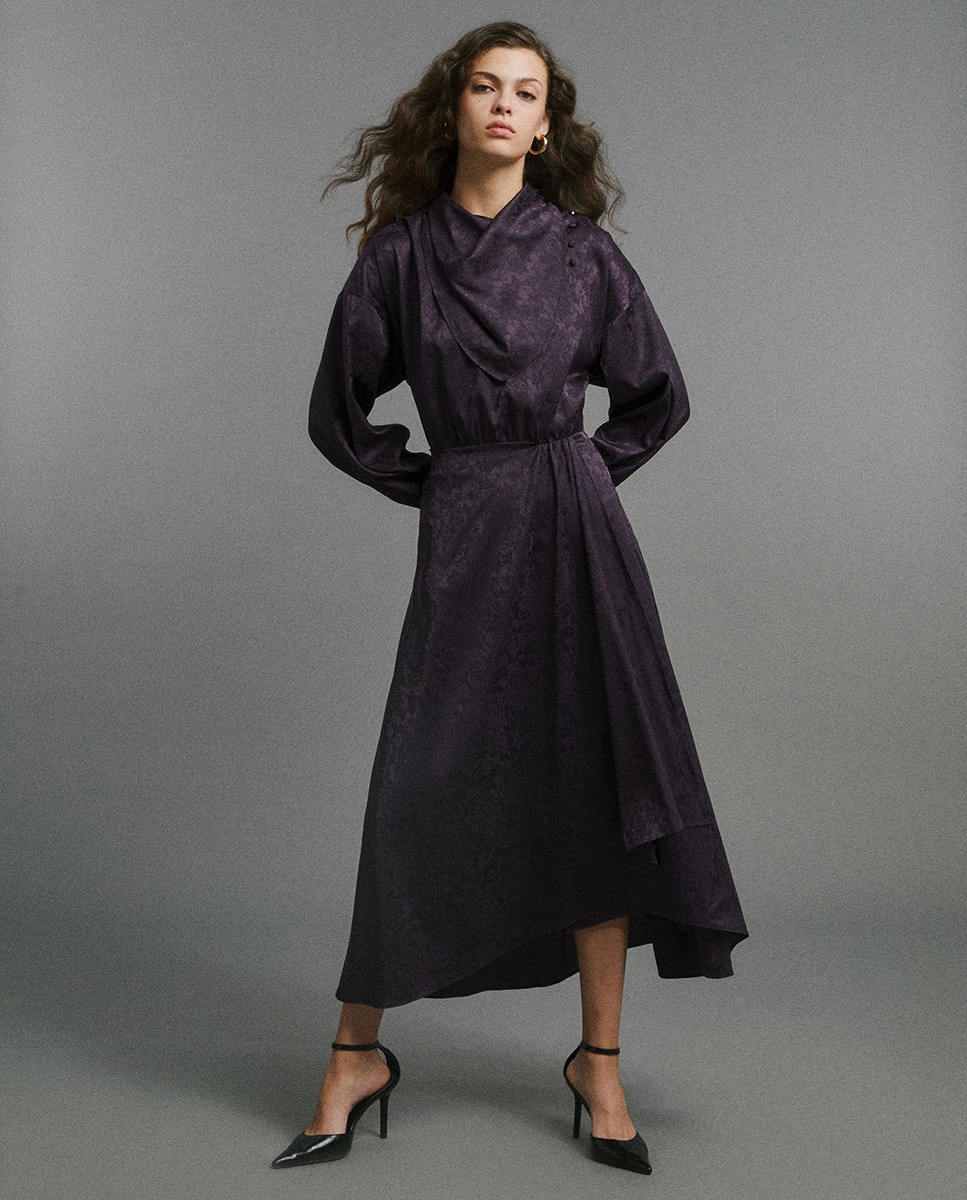 Imagen 1 de Vestido jacquard paÑuelo Morado