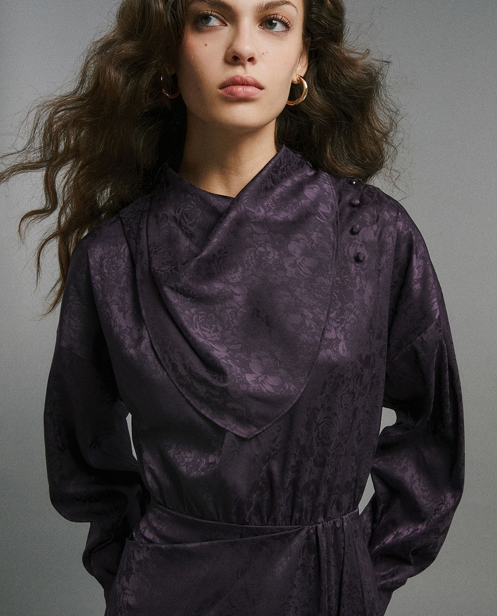 Imagen 2 de Vestido jacquard paÑuelo - Sfera - Morado Morado