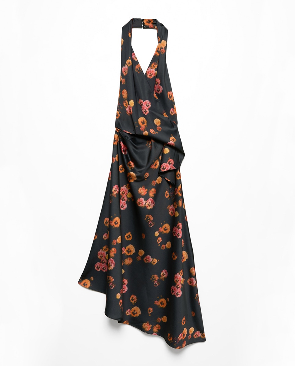 Vestido Estampado Halter Preto-6