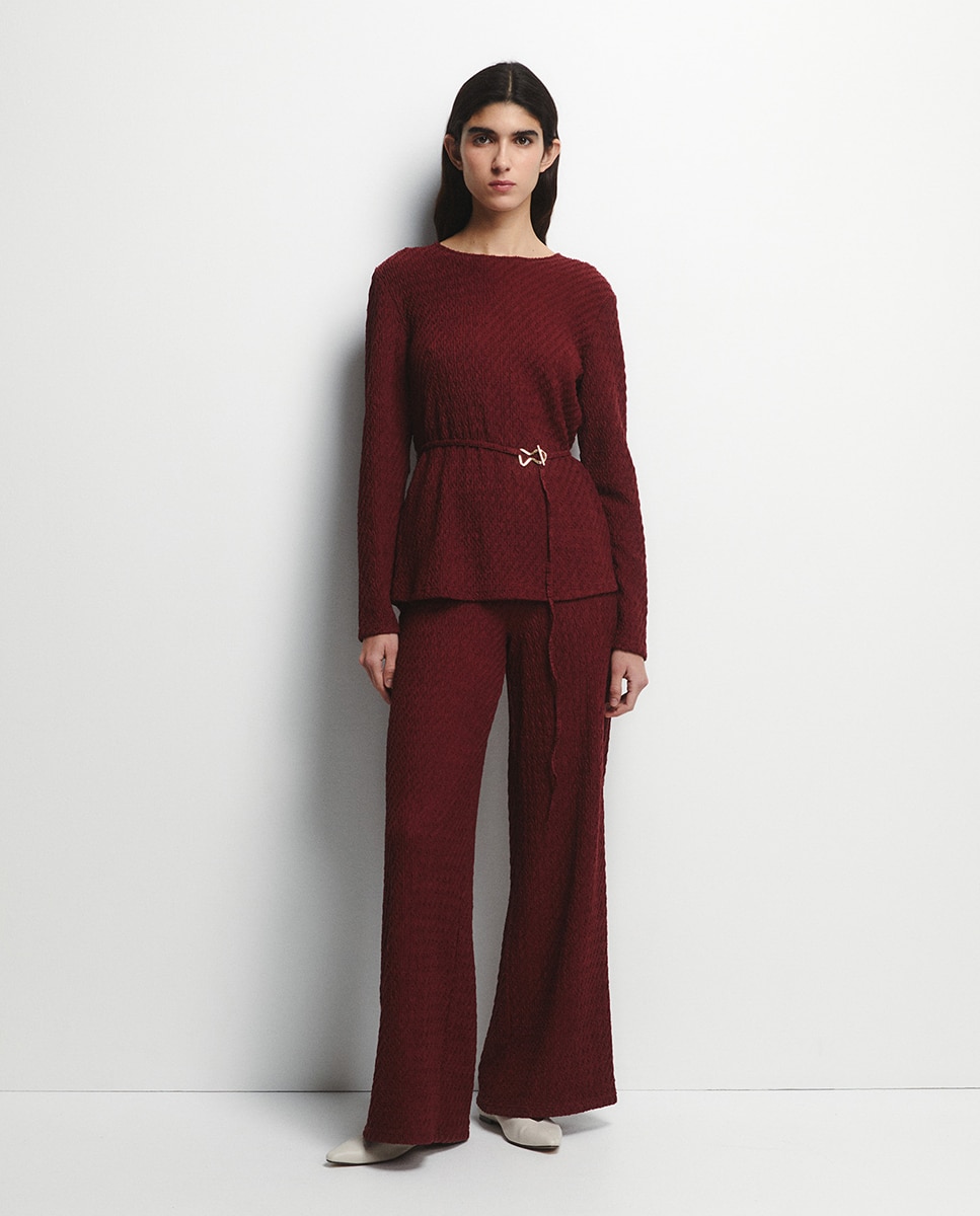 Blusa com Estrutura de Peça Bordeaux-2