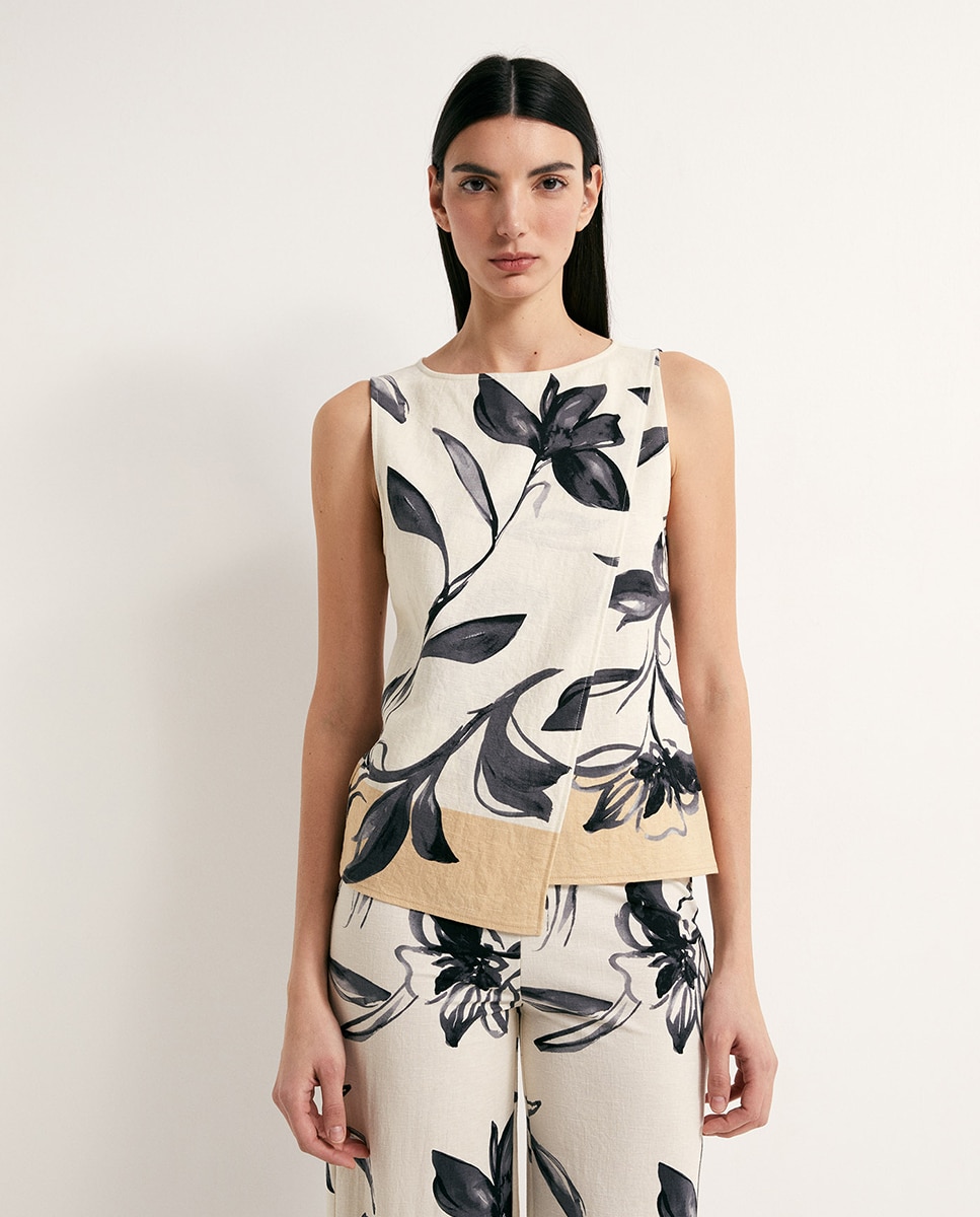 Sfera - Top lino estampado.
