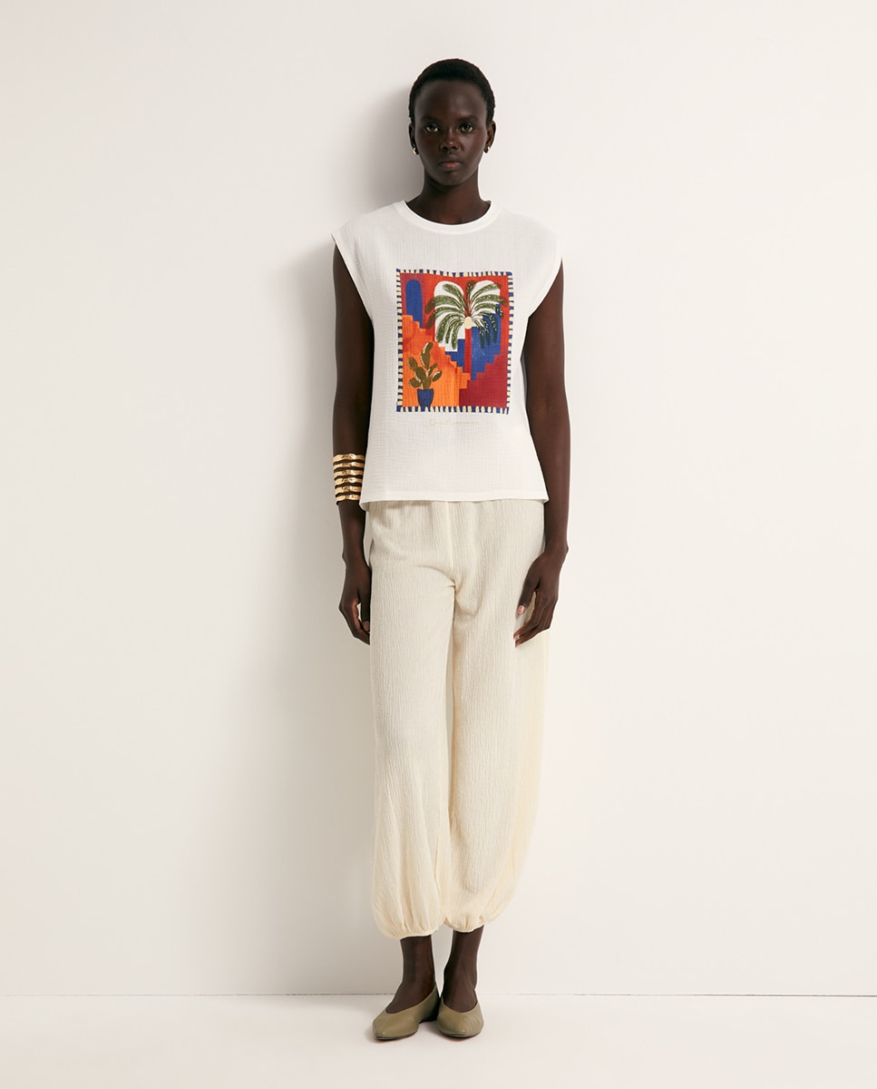 T-shirt com Estampado Gráfico Branco-2