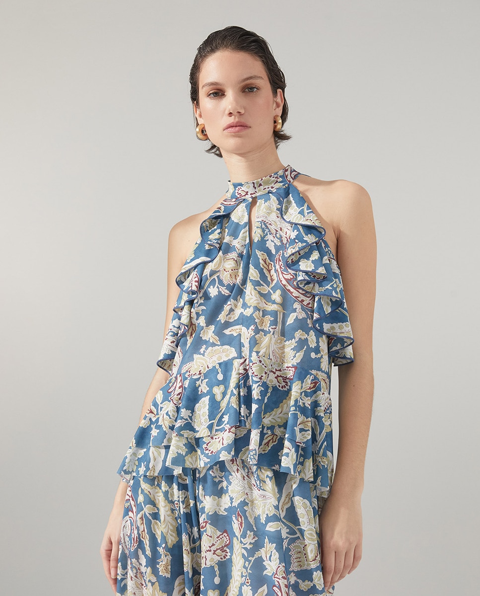 Top de Folhos de Conjunto Azul-2