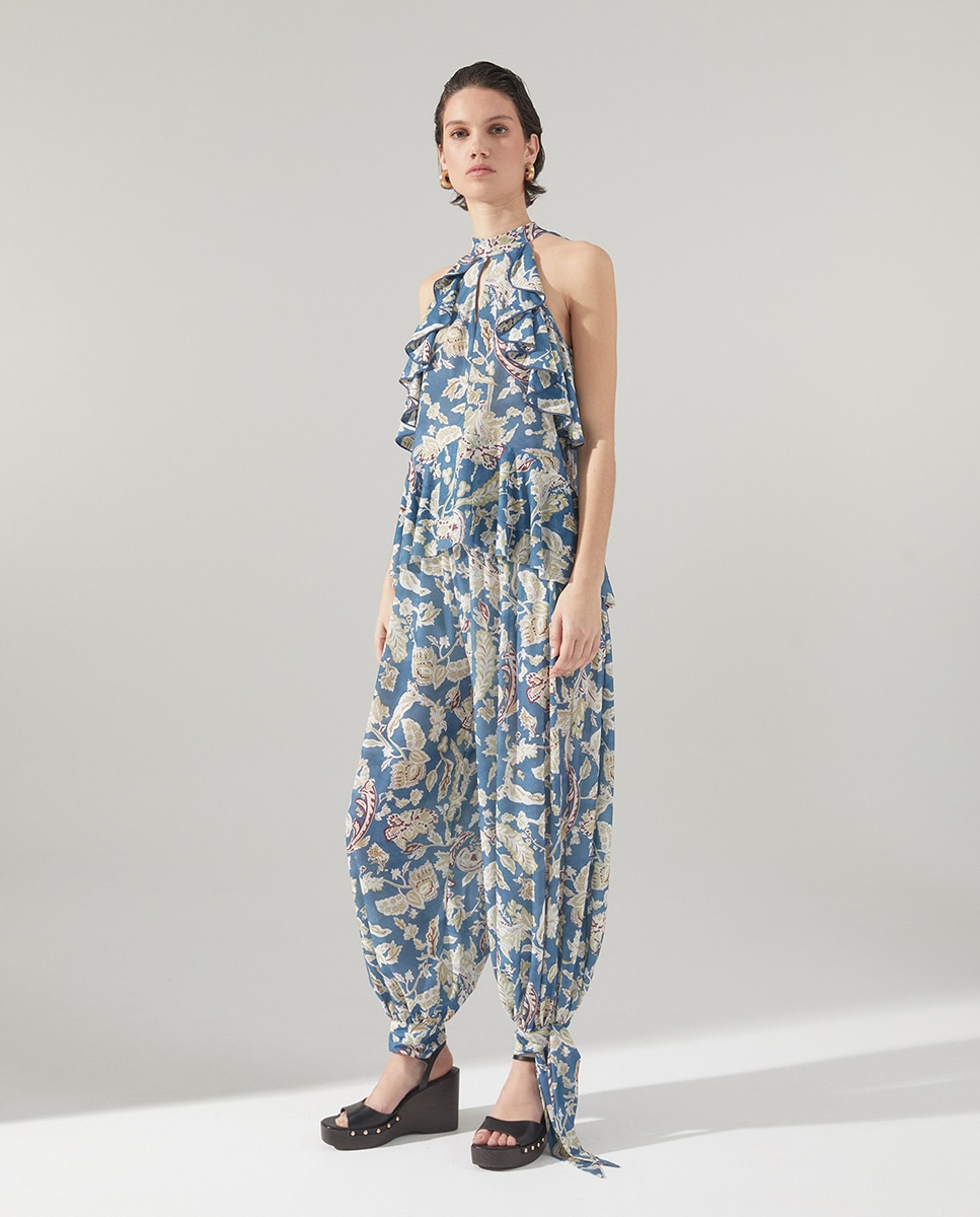 Top de Folhos de Conjunto Azul-3