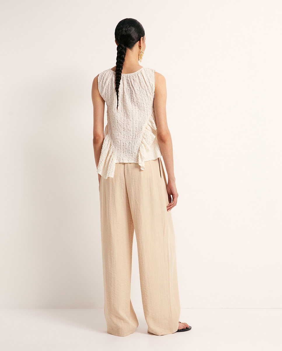 Blusa em Tecido Enrugado Cru-5