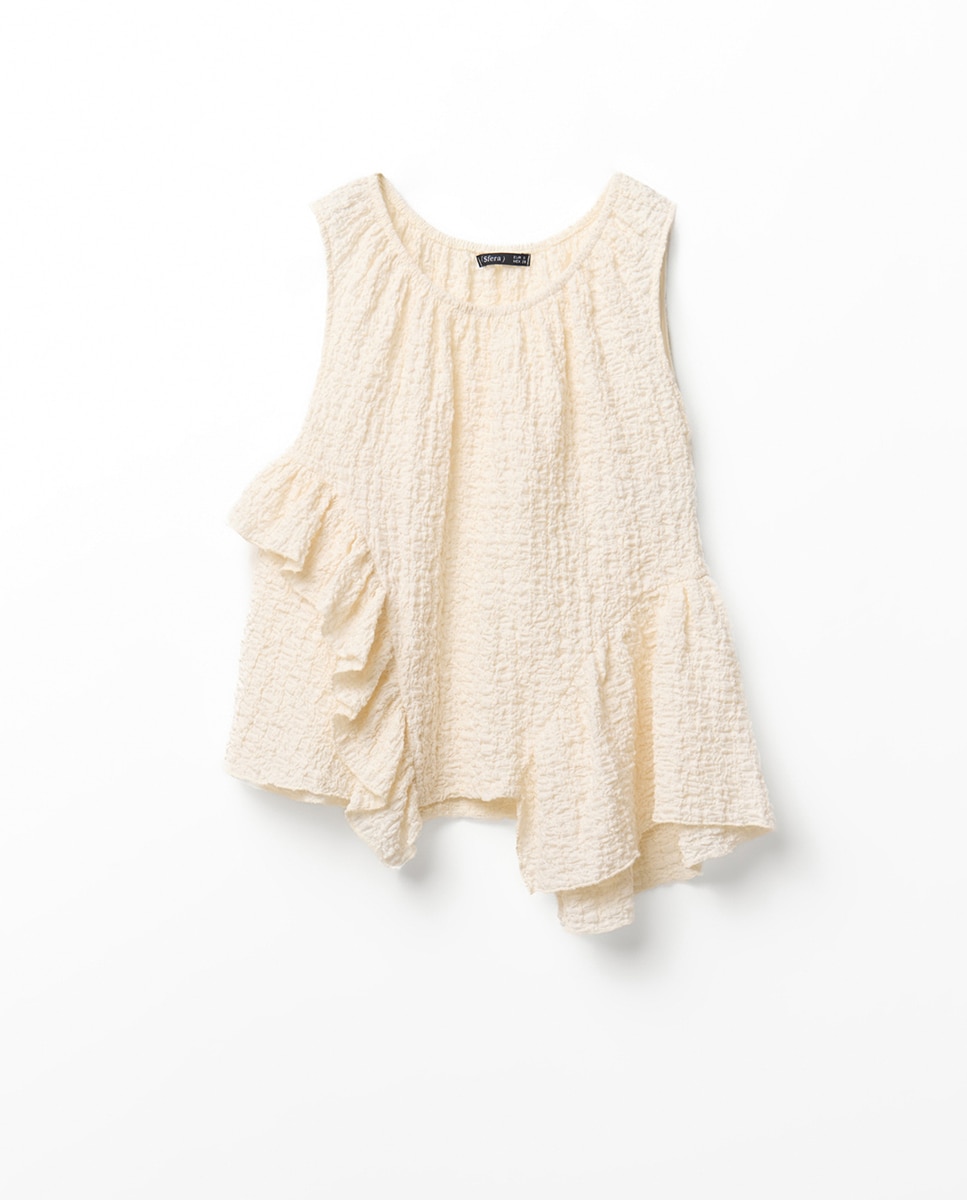 Blusa em Tecido Enrugado Cru-6
