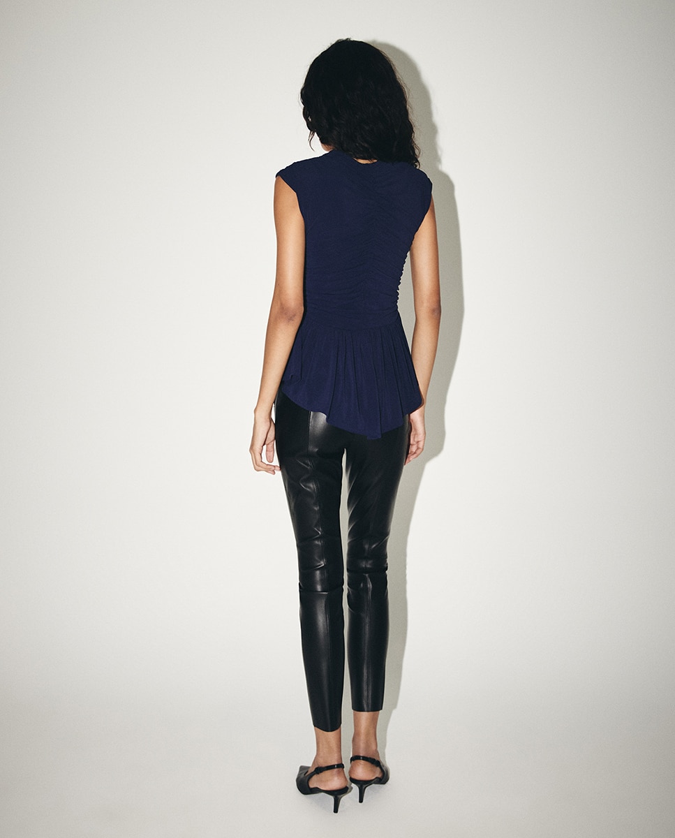 Top Franzido com Peplum 400 Azul-5