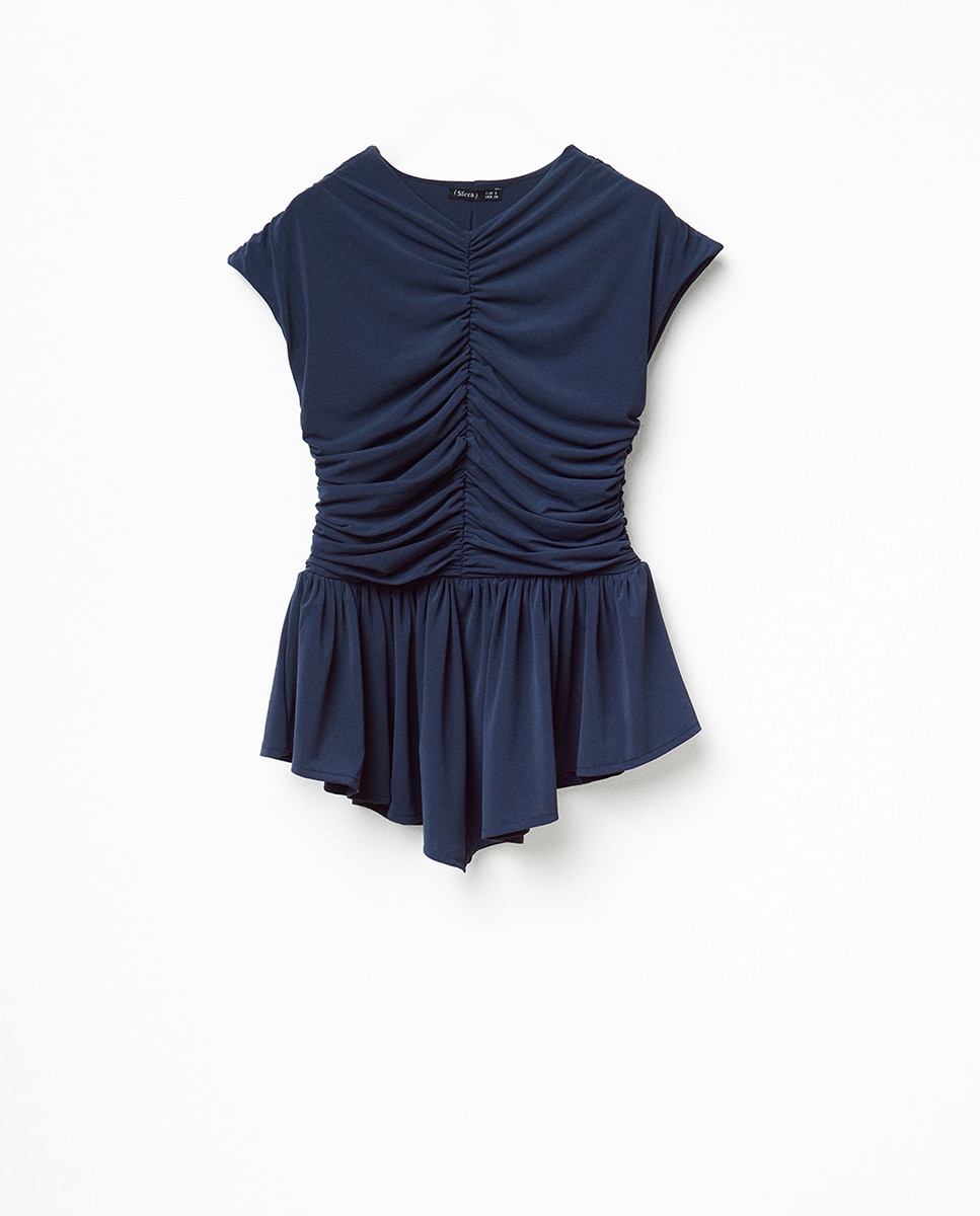 Top fruncido peplum - Sfera - 400 Azul 400 Azul-6