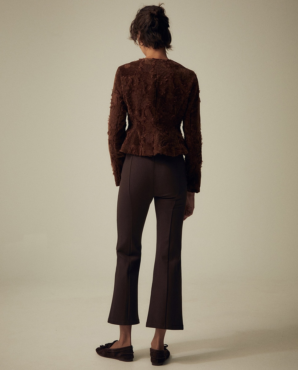 Casaco de Peplum com Jacquard Toffee-6