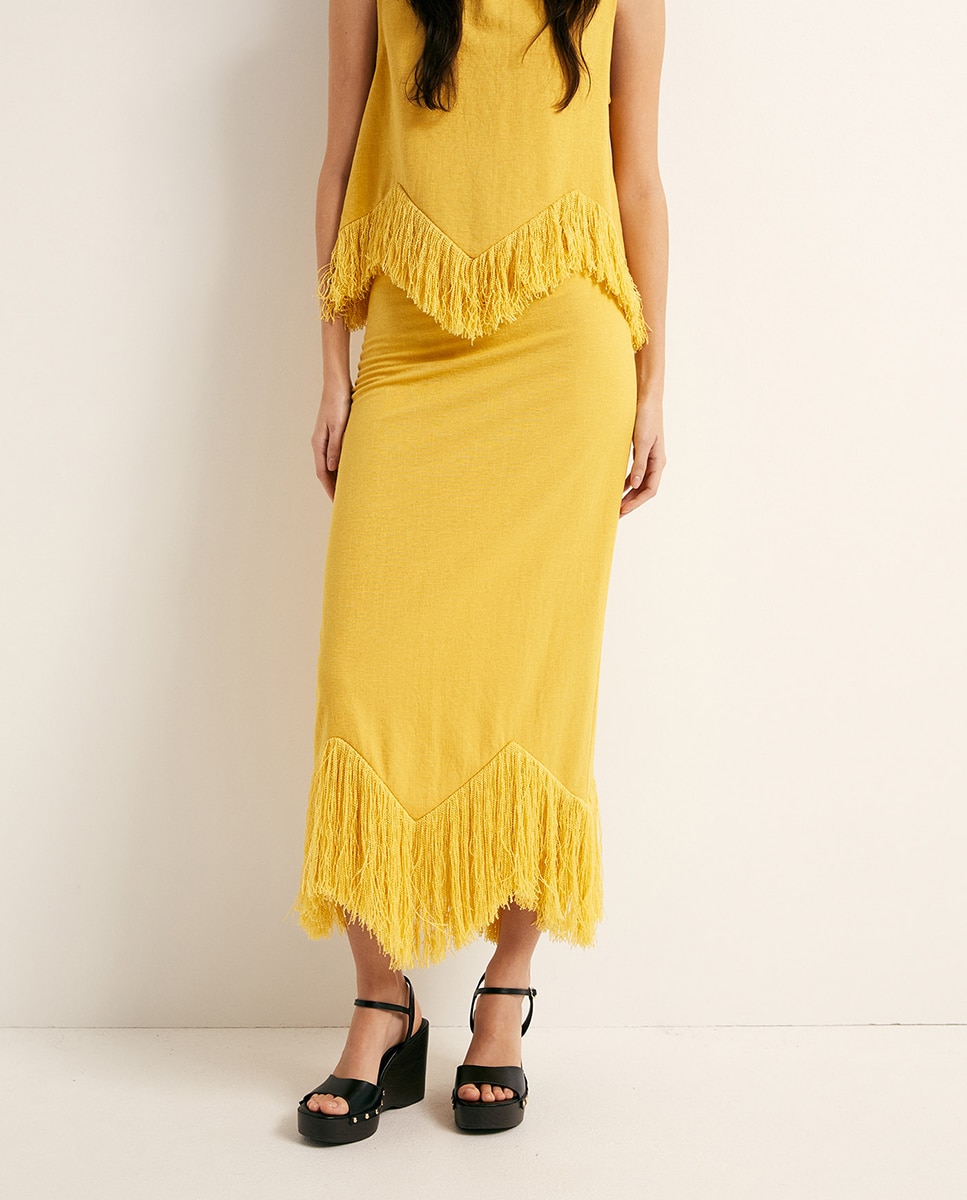 Saia com Franjas Amarelo-2