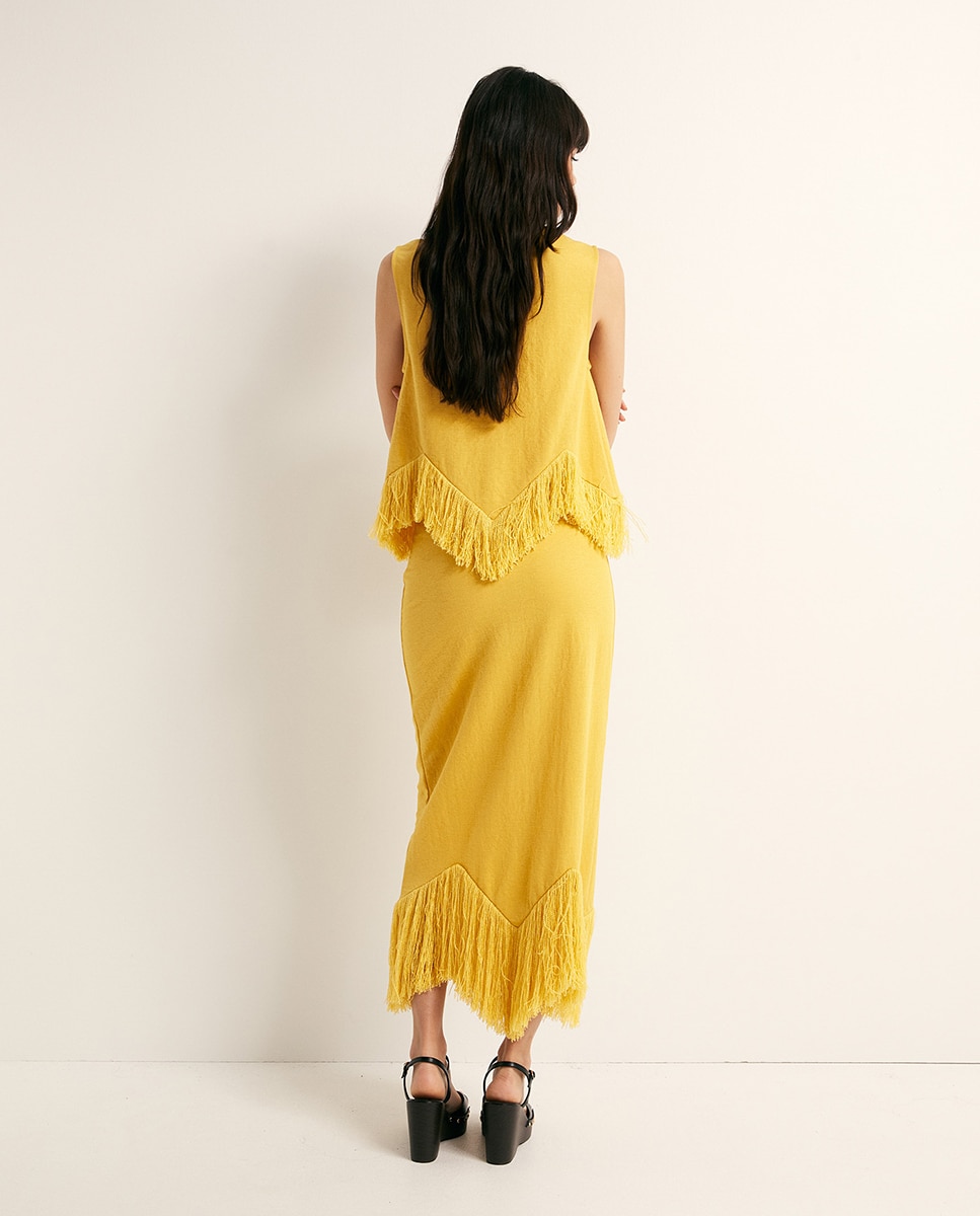 Saia com Franjas Amarelo-4