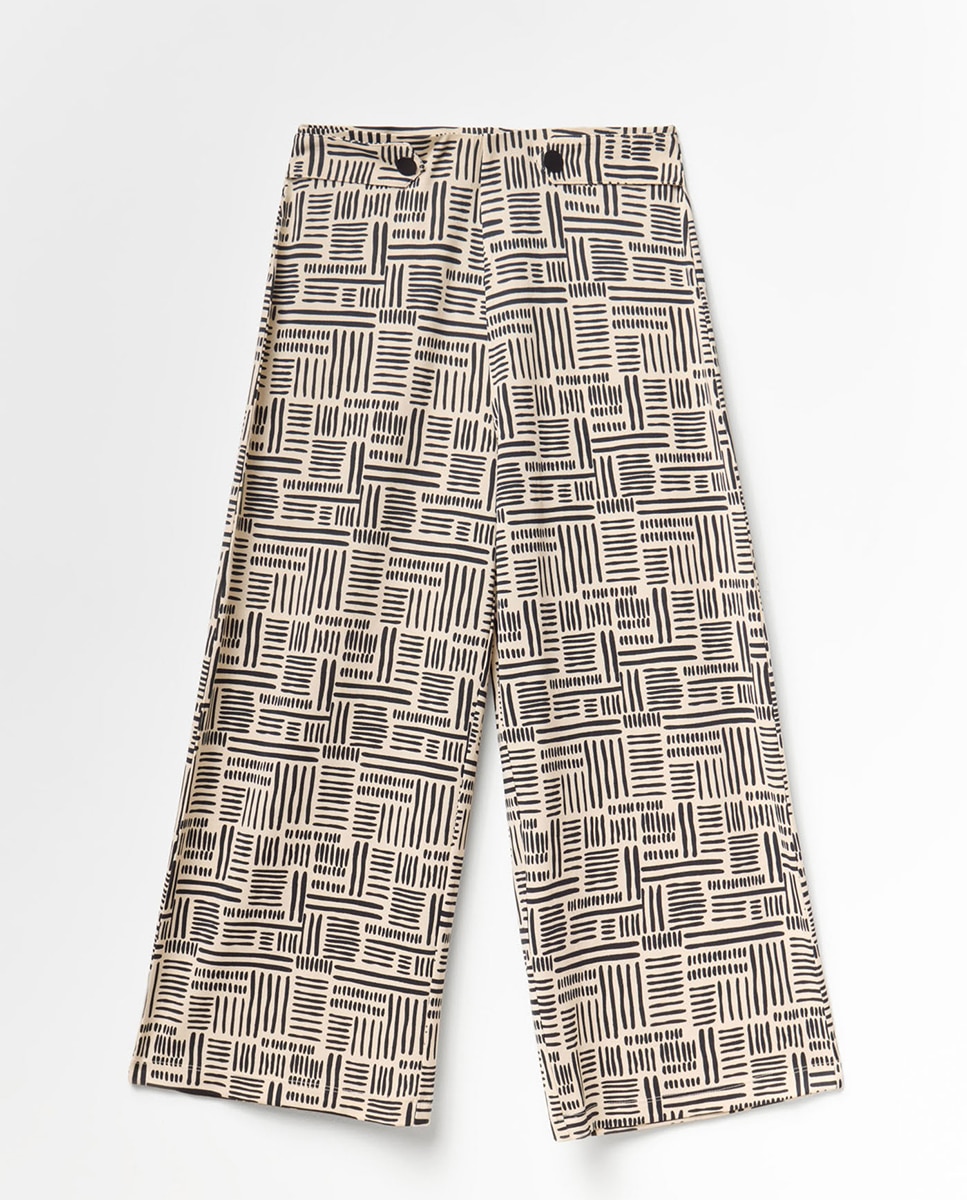 Calças fluidas estampadas Cru-5
