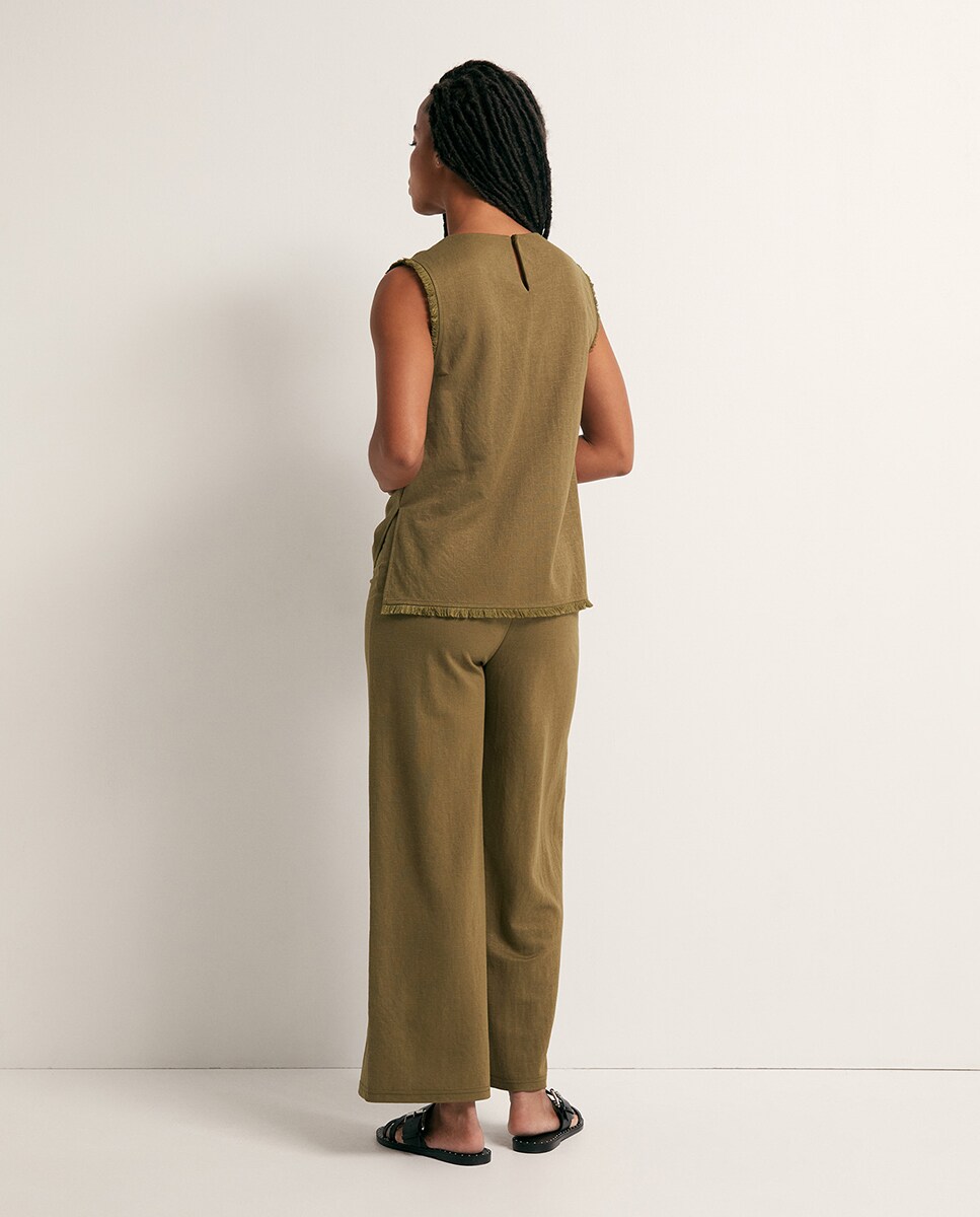 Calças Básicas Caqui-4