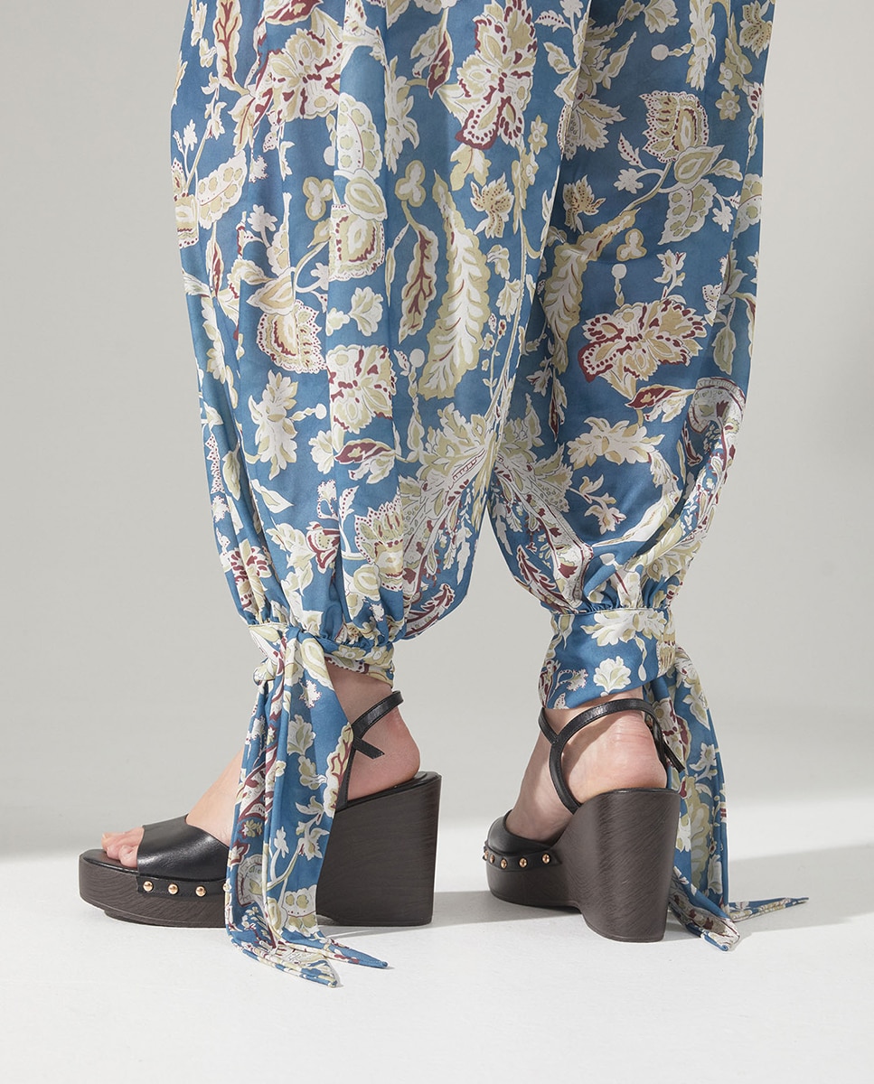 Calças Tipo Bombachas de Conjunto Azul-4