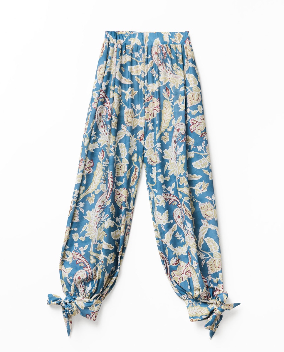 Calças Tipo Bombachas de Conjunto Azul-5