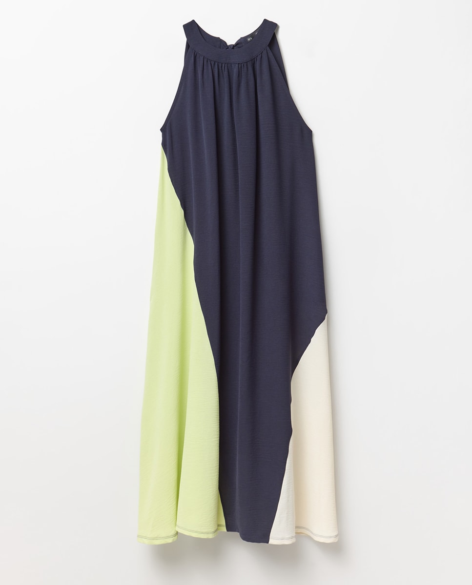 Vestido com Color Block Azul-marinho-5