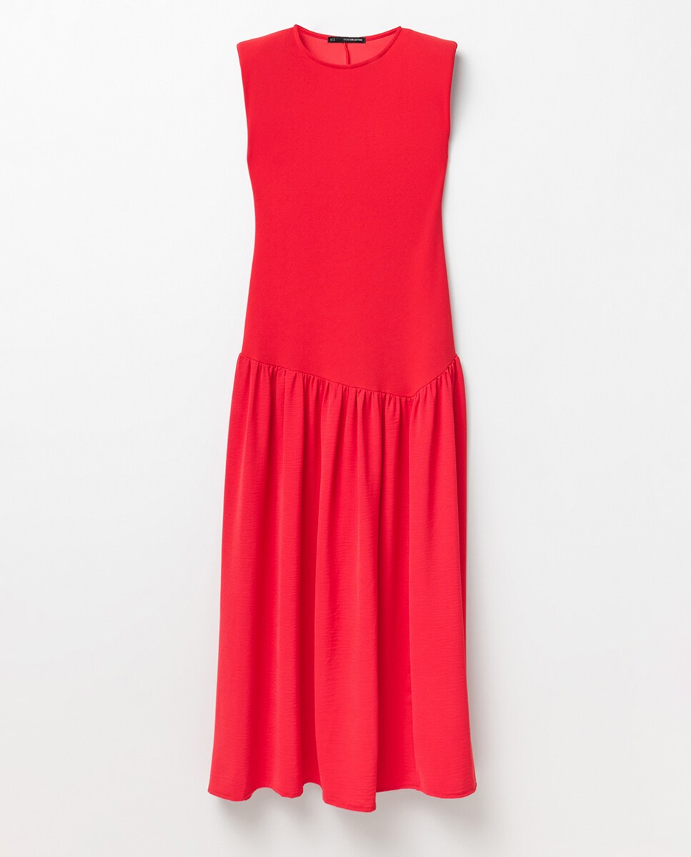 Vestido com Color Block Vermelho-5