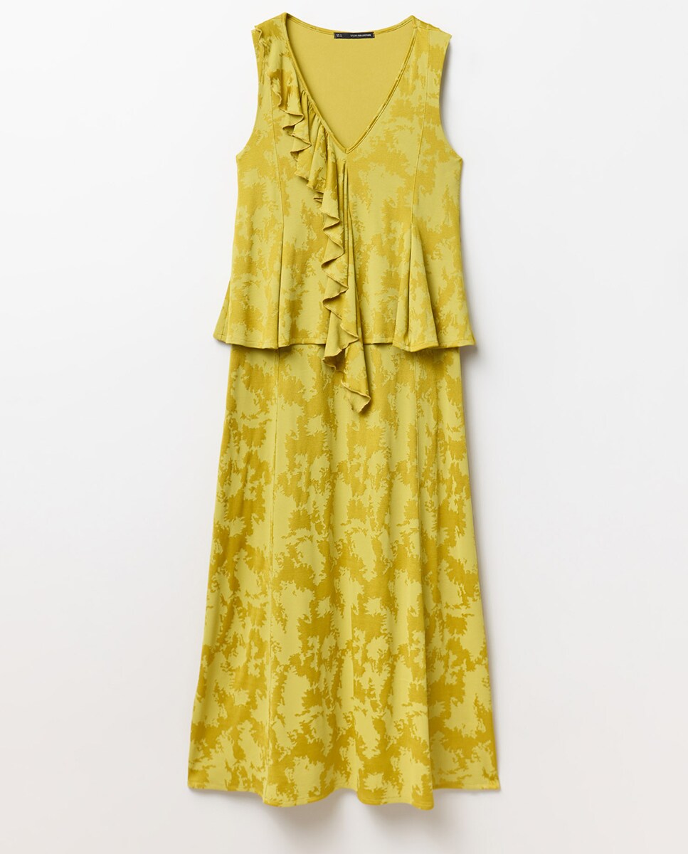 Vestido com Folhos Amarelo-6