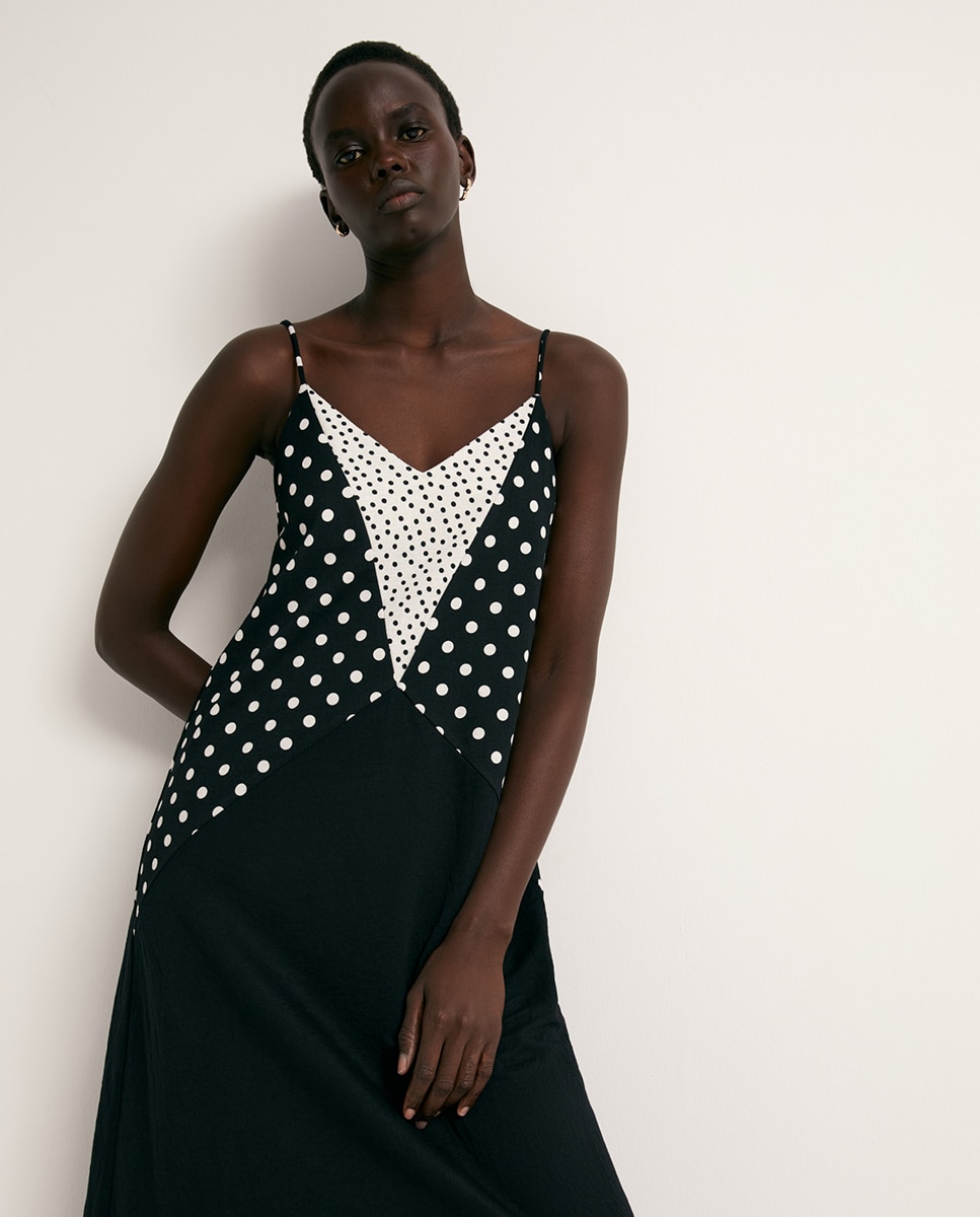 Vestido com Color Block Preto-2