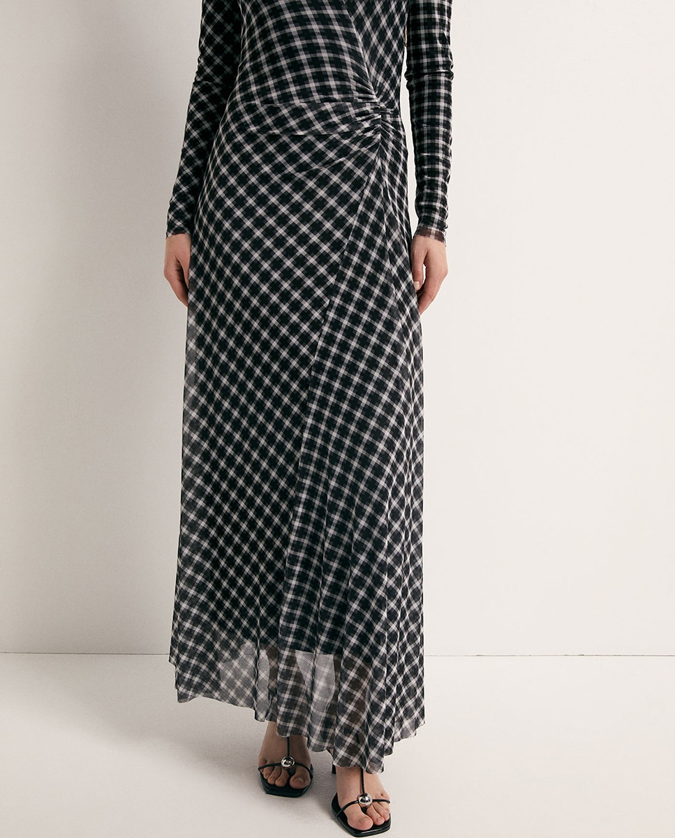 Vestido de Tule aos Quadrados Preto-5