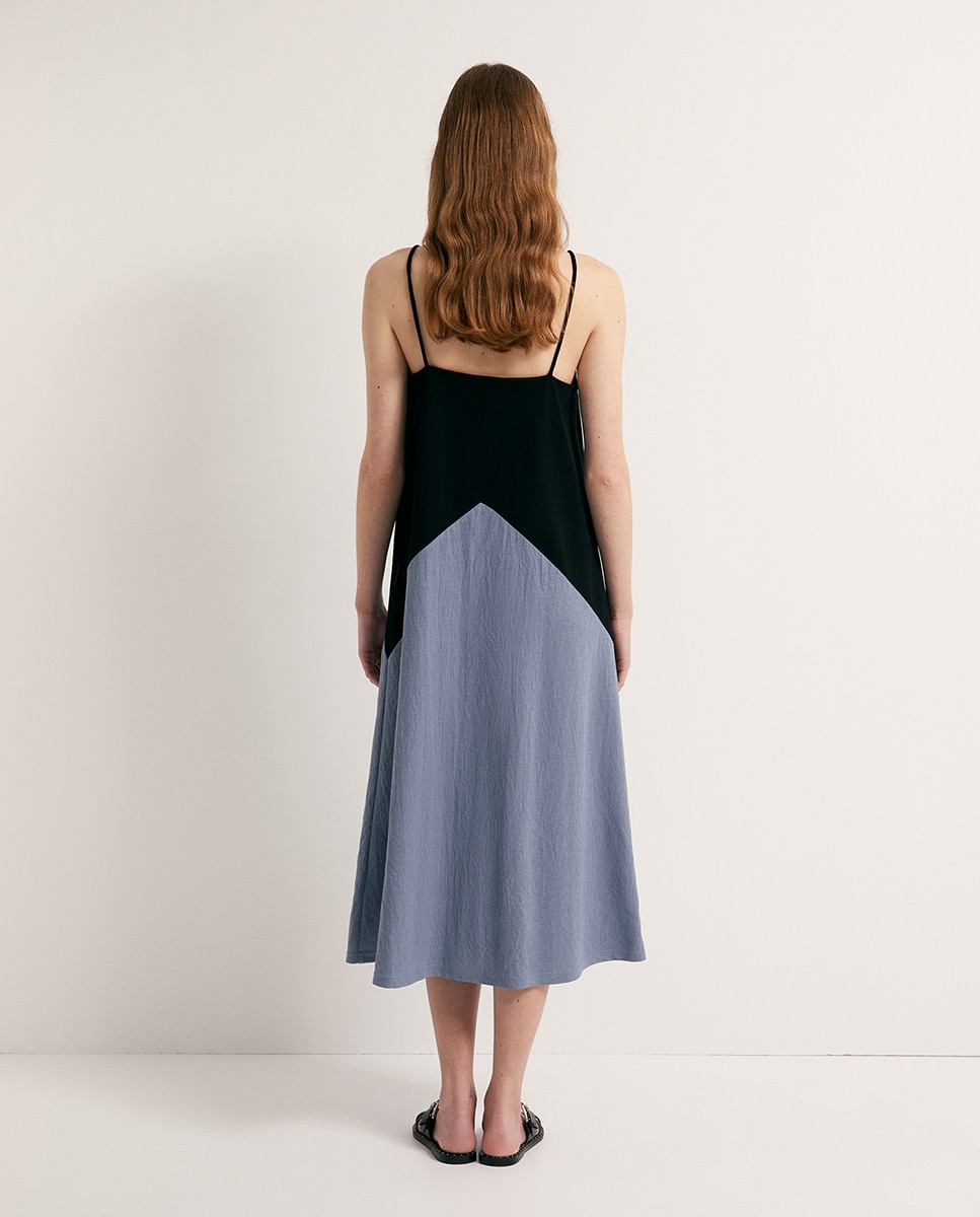Vestido com Color Block Azul-índigo-4