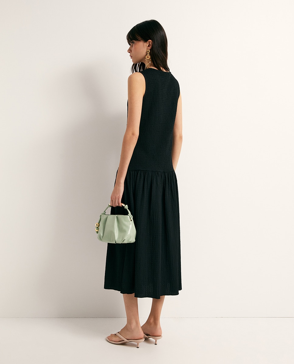Vestido com Franzido e Estrutura Preto-5