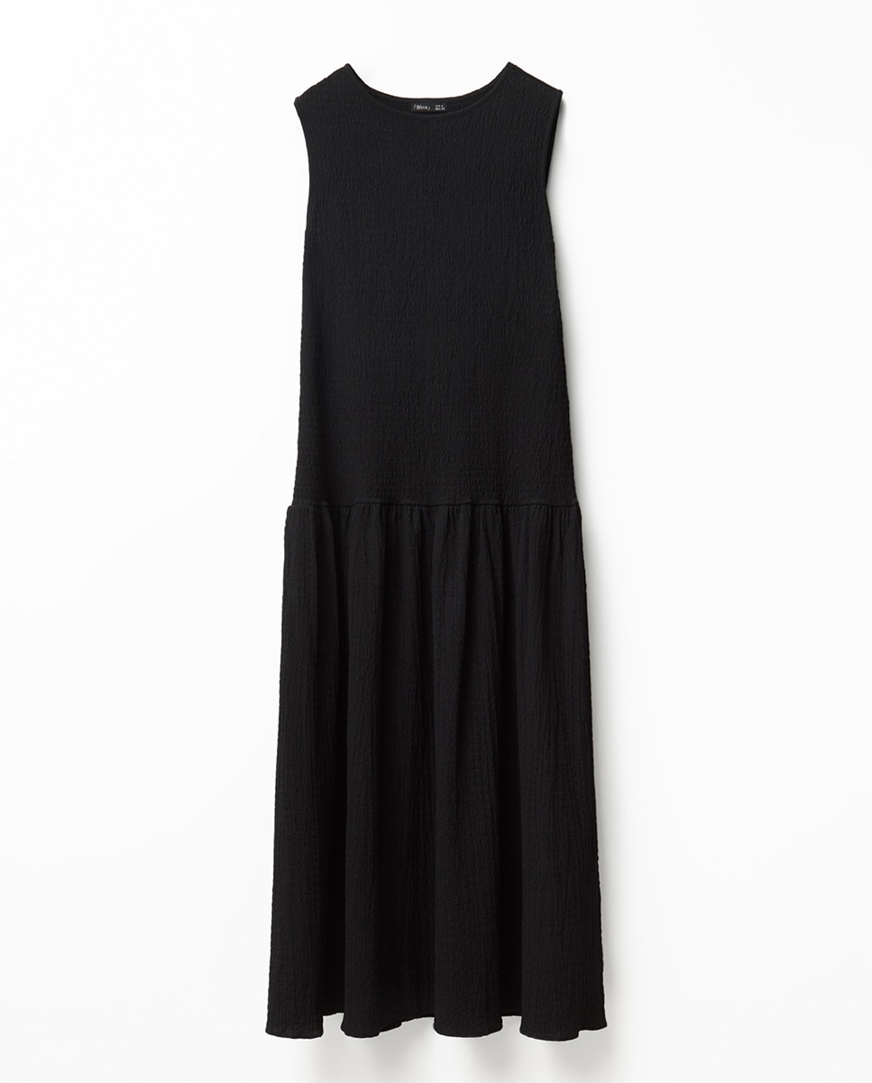 Vestido com Franzido e Estrutura Preto-6