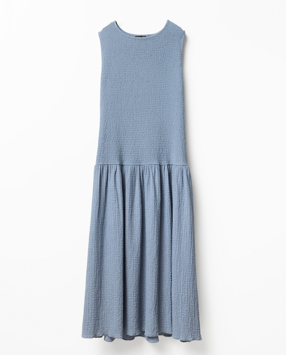 Vestido com Franzido e Estrutura Azul-5