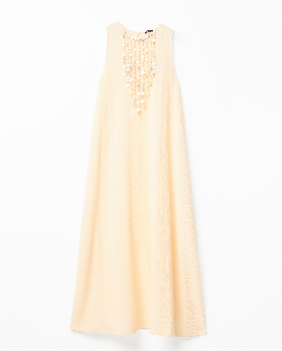 Vestido com Colar Madrepérola Cru-5