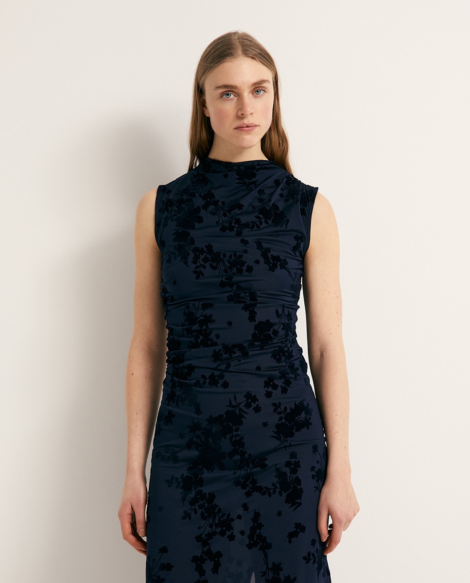 Vestido Flocado Azul-marinho-2
