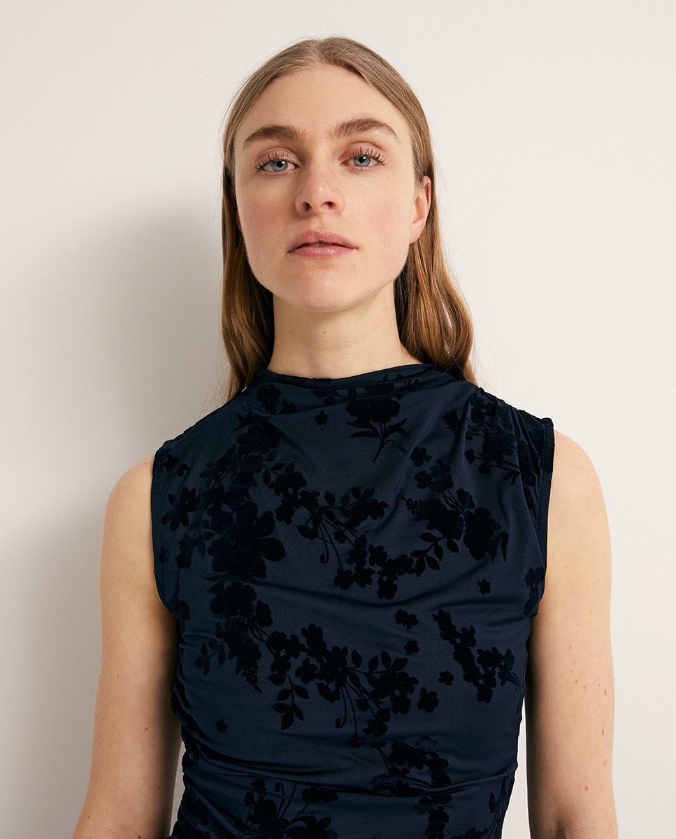 Vestido Flocado Azul-marinho-3