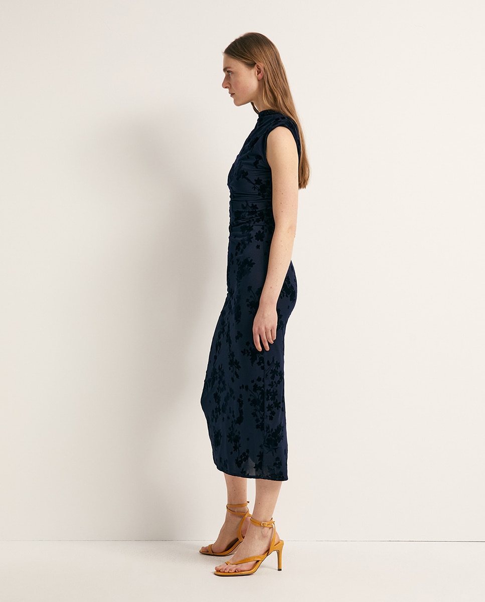 Vestido Flocado Azul-marinho-4