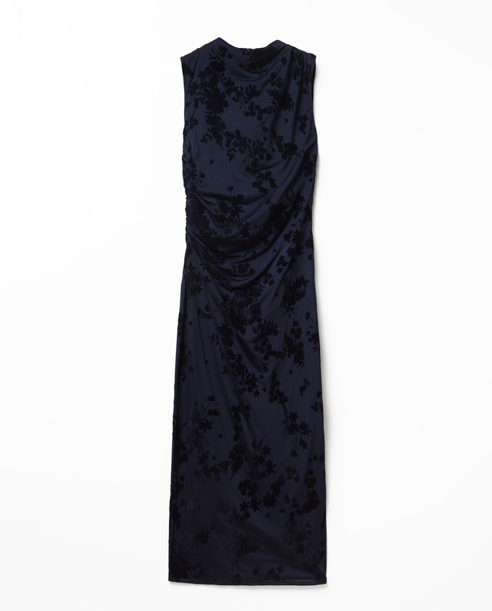 Vestido Flocado Azul-marinho-6