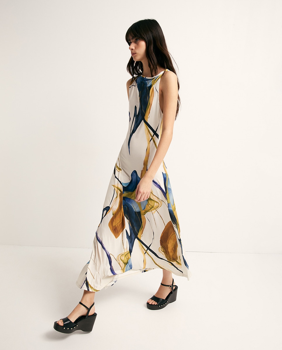 Vestido com Roda em Poliamida Branco-2