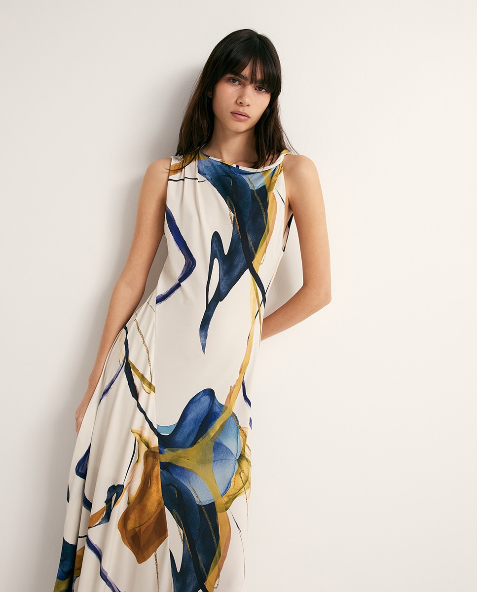 Vestido com Roda em Poliamida Branco-3