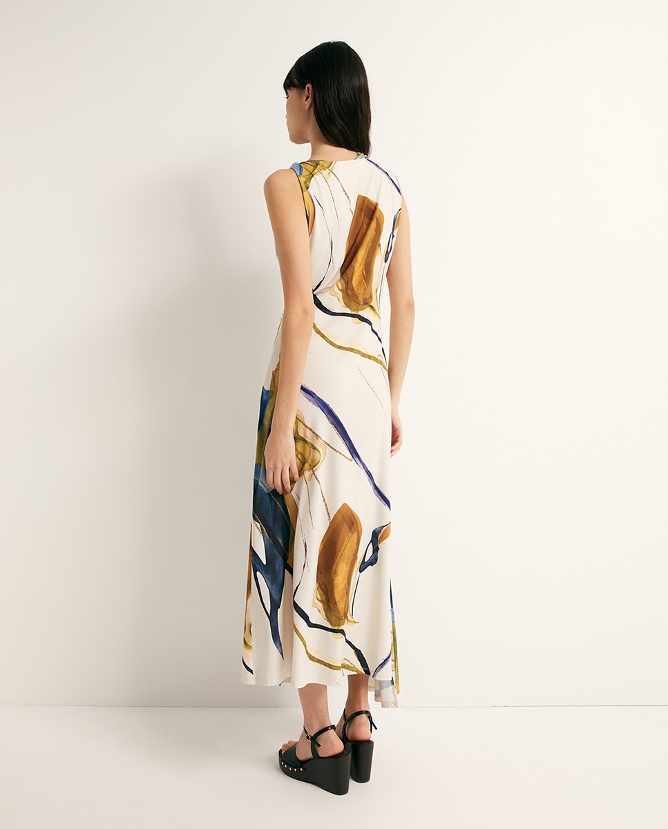 Vestido com Roda em Poliamida Branco-5