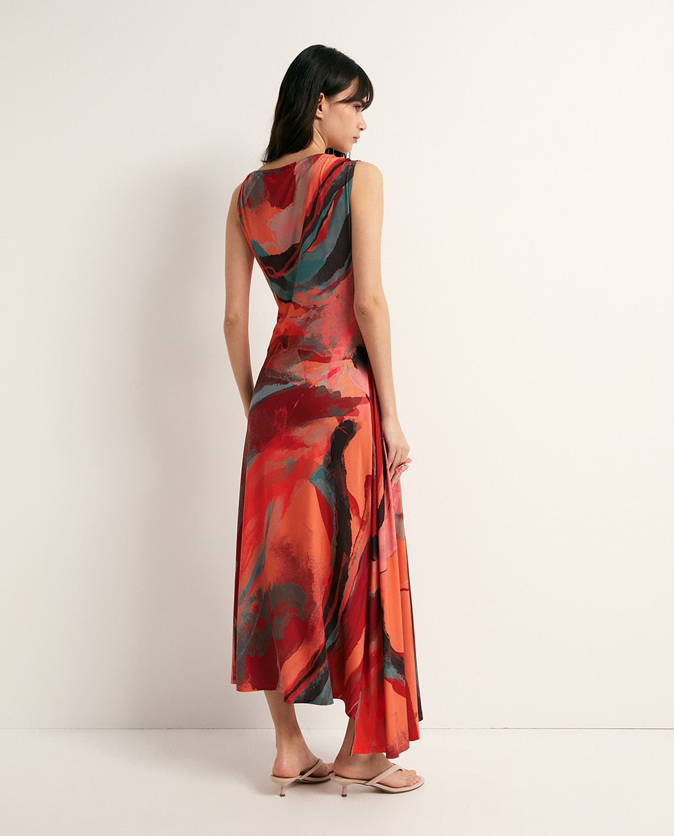 Vestido com Roda em Poliamida Vermelho-5