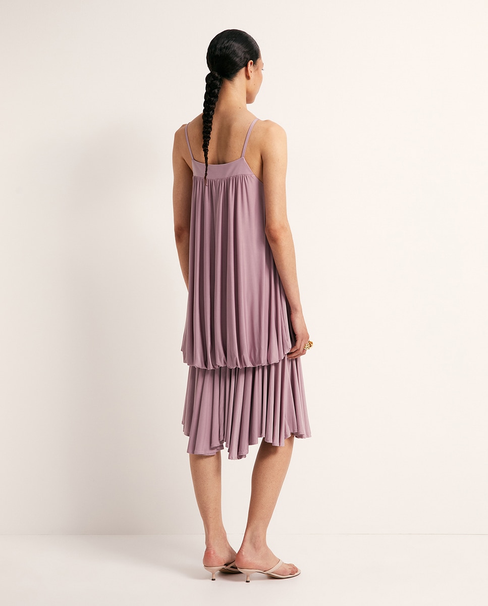 Vestido Tipo Blusa com Elásticos Rosas-5