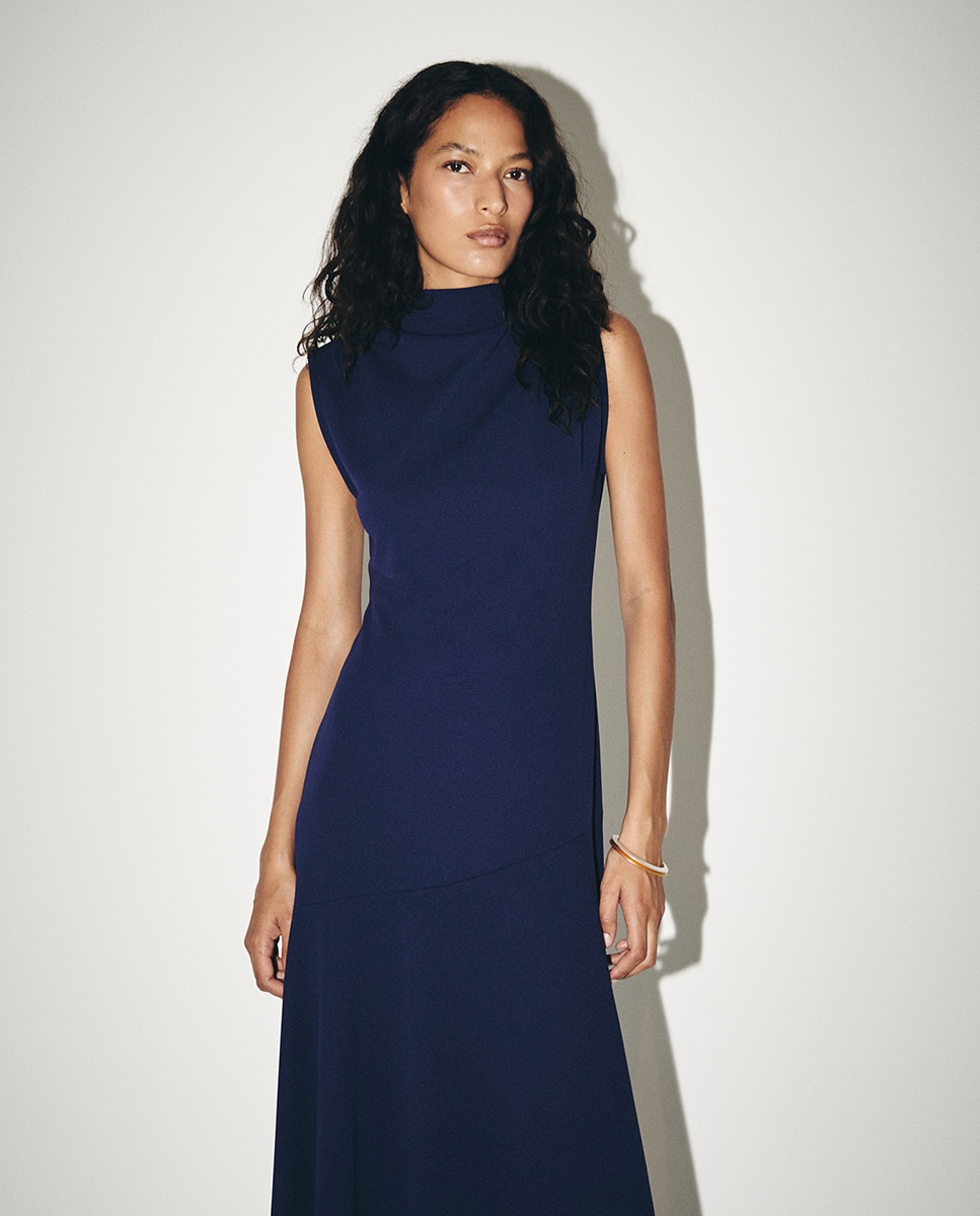 Vestido com Saia e Folhos 400 Azul-2