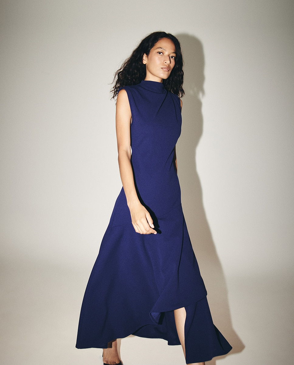 Vestido com Saia e Folhos 400 Azul-3