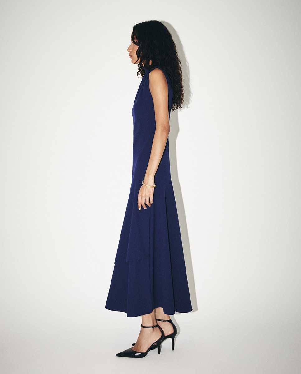 Vestido com Saia e Folhos 400 Azul-4