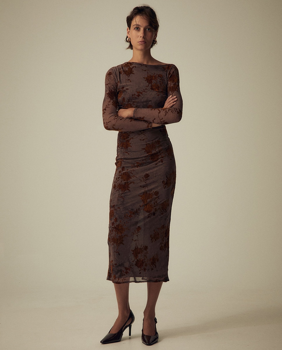 Imagem 1 de Vestido Flocado
