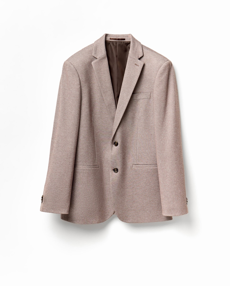 Blazer com Padrão Espinha de Peixe Castanho-6