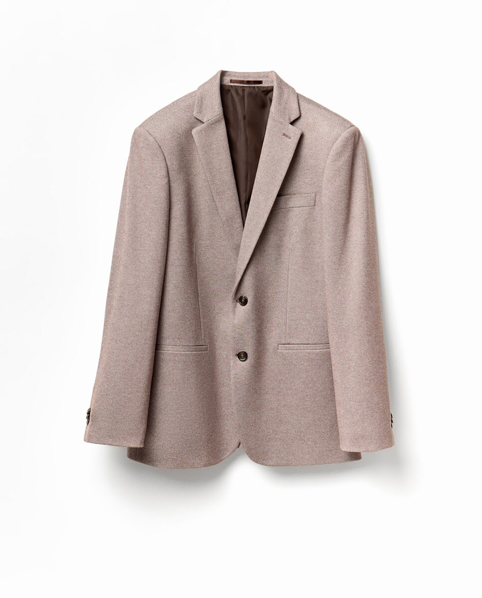 Blazer com Padrão Espinha de Peixe Castanho-6