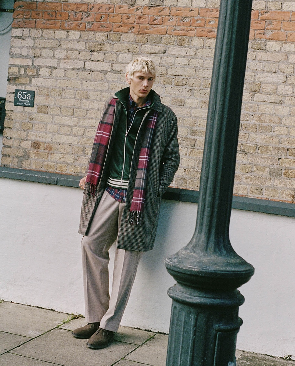 Sobretudo Fluido aos Quadrados Castanho-1