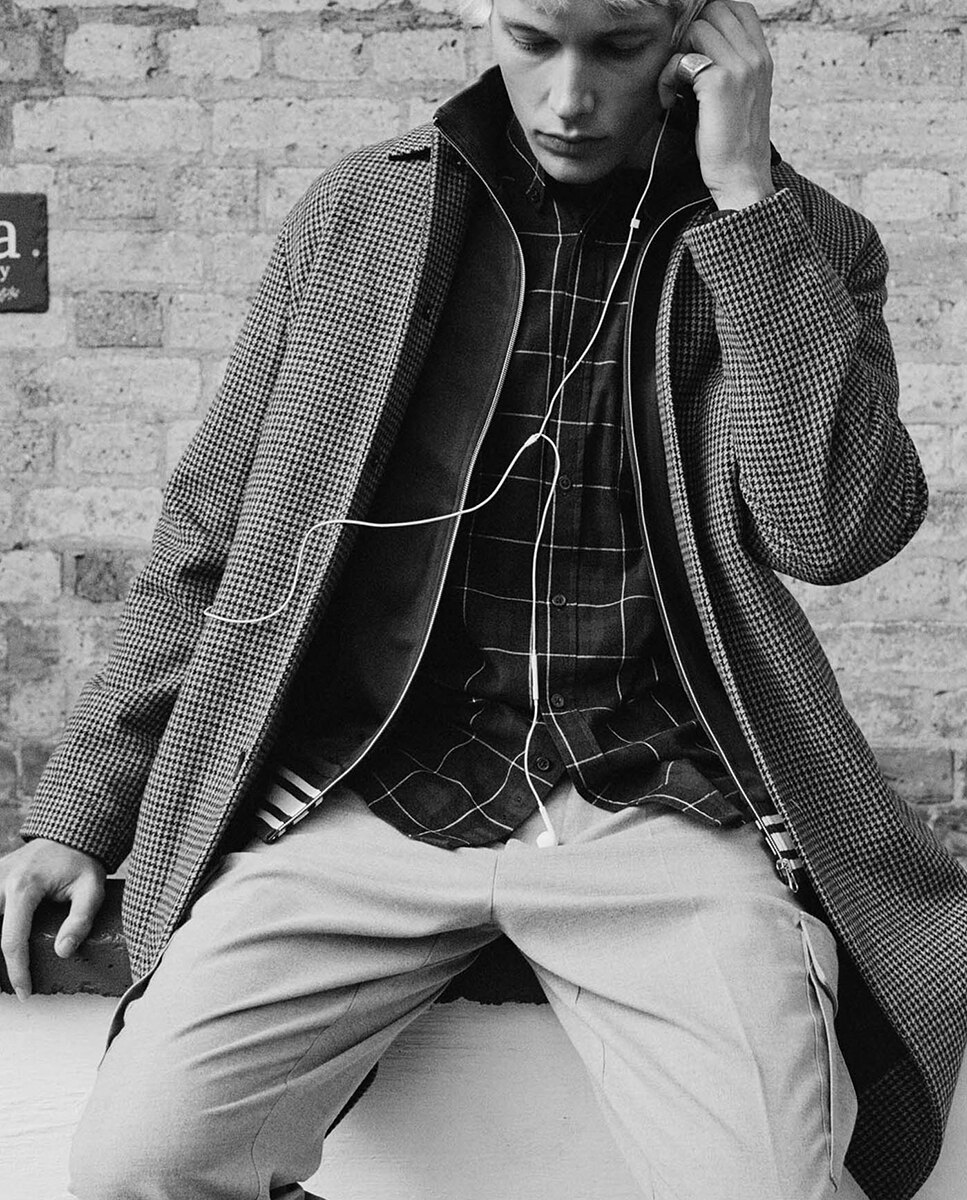 Sobretudo Fluido aos Quadrados Castanho-2