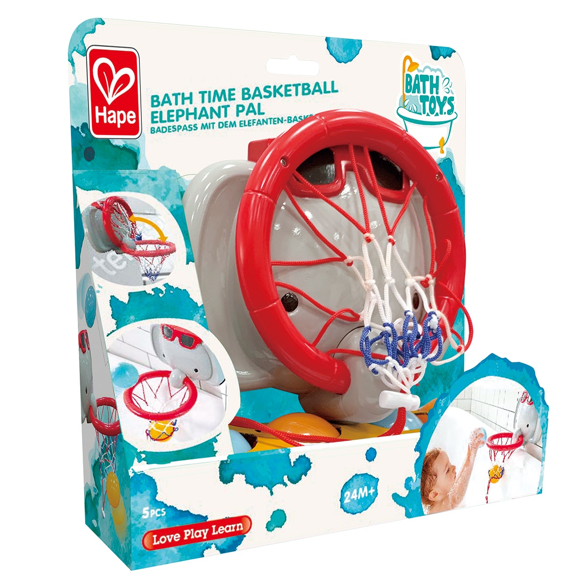 Cesta de Baloncesto de baño Elefante Hape 2